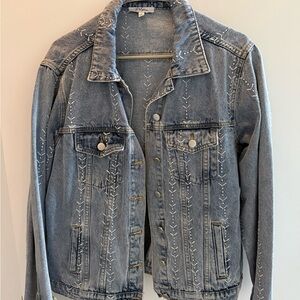 Light Blue Embroidered Denim Jacket